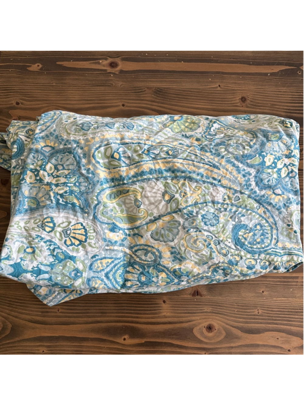 Pottery Barn Paisley Duvet Cover Full Queen w Euro Shams Blue Green - Picture 3 of 8